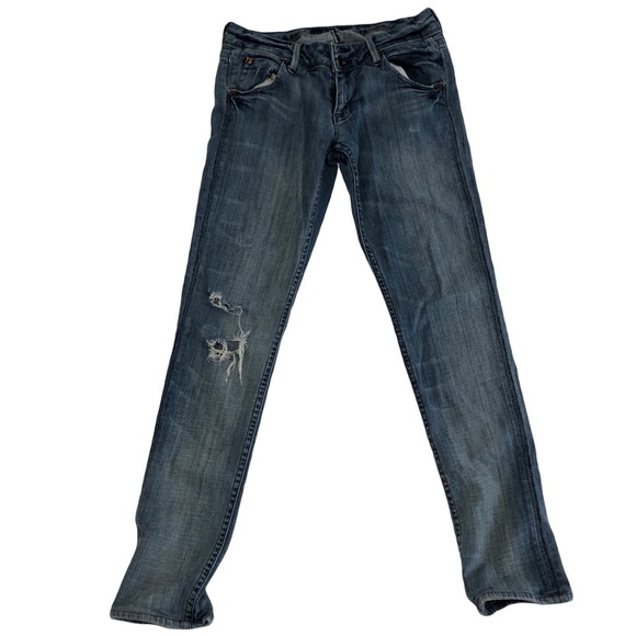 Hudson Size 27 Skinny Mid-Rise Distressed Medium Light Wash Mid  Wash Blue Jeans - Picture 1 of 13